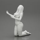 Sexy girl in lingerie bikini with long hair sitting on her knees - Only-Games