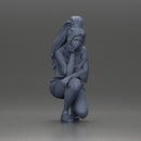 fashionable girl in beachwear is sitting and looking - Only-Games