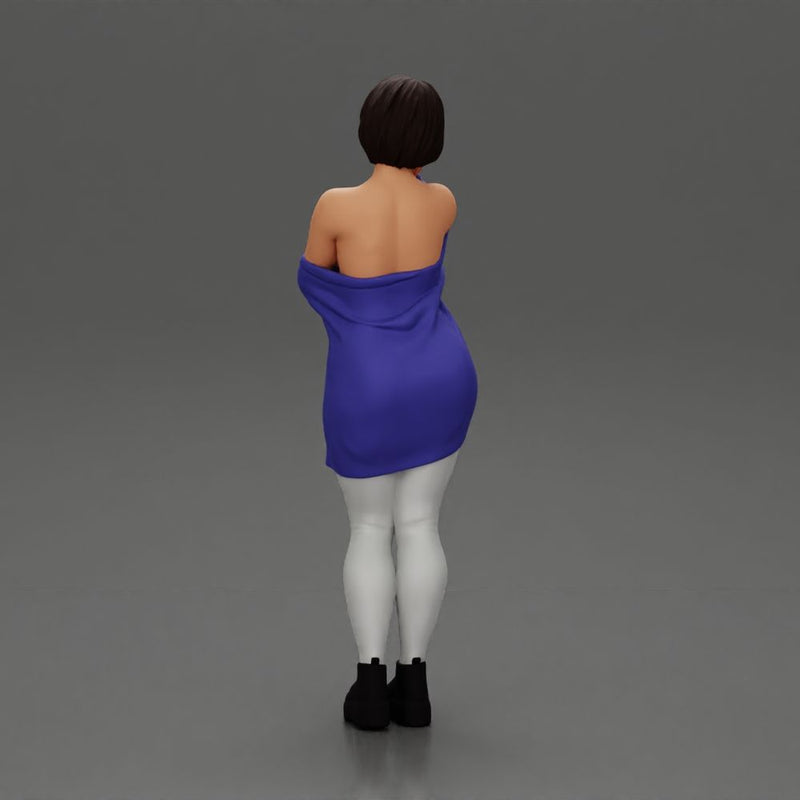 pretty nude girl with short hair posing in a sweater - Only-Games