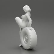 2 Models - Sexy girl mechanic in suit sitting on a truck tyre 2 - Only-Games