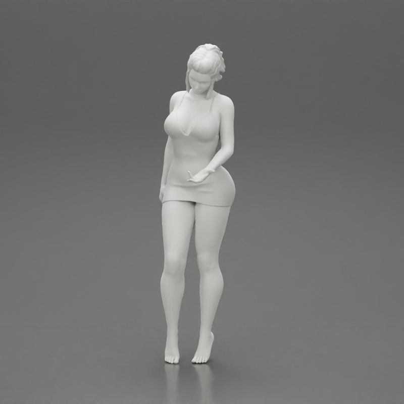 Sexy Girl standing in mini dress on the beach - Only-Games