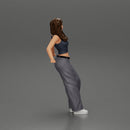 lowrider chola girl is leaning against the car, wearing a  mini shirt with long hair - Only-Games