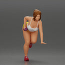 Fitness girl in the gym training with a single-arm dumbbell row - Only-Games