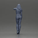 Elegant woman in purple outfit with crop top and heels - Only-Games