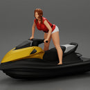 Beautiful girl riding standing up on a speeding jetski - Only-Games