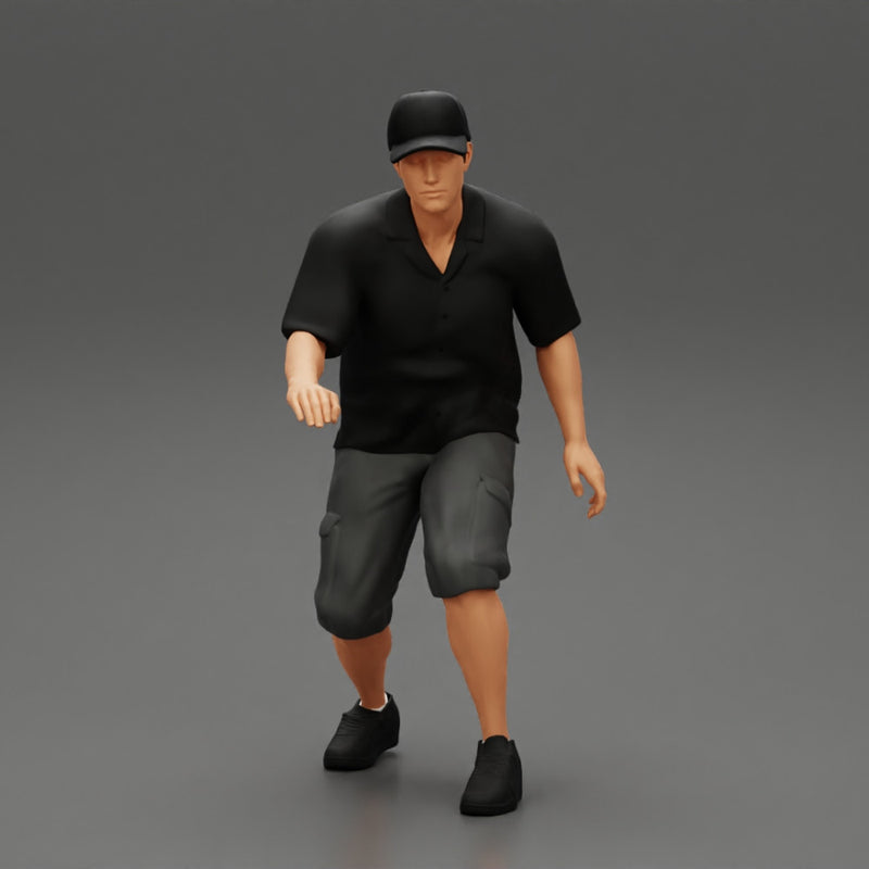 Man bent over while walking in cap - Only-Games
