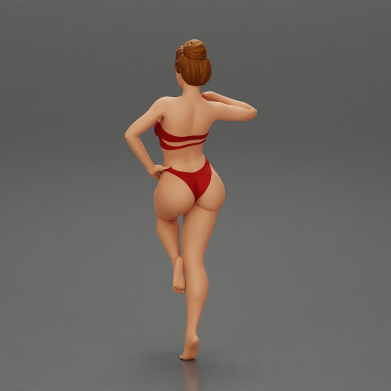 Sexy Woman In bikini posing and Standing On One Leg - Only-Games