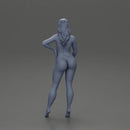 Naked Confident Woman posing with long hair - Only-Games