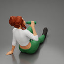 Tired woman mechanic in shirt pants sitting and drinking water during from bottle - Only-Games