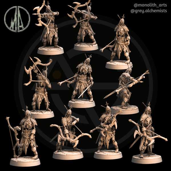 Army of Skeleton Archers - Set of 10 Poses - Fantasy Resin Miniatures in 32mm - DnD Monsters