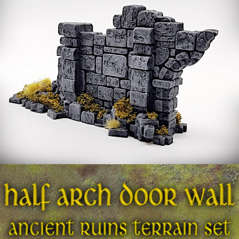 Half Arch Door Wall: Ancient Ruins Terrain Set - Only-Games