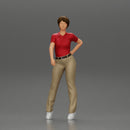 beautiful woman in polo shirt and pants with short hair - Only-Games