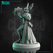(0211) Female Rabbitfolk bard gypsy with tambourine - Only-Games