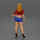 Sexy woman posing in short and shirt with open chest - Only-Games