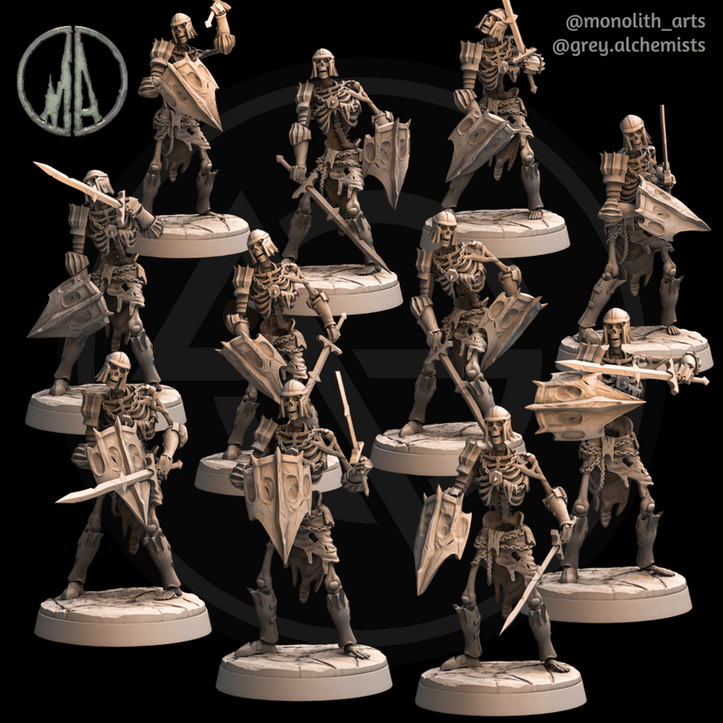 Skeleton Warriors - 11 Poses - Fantasy Resin Miniatures in 32mm - DnD Monsters