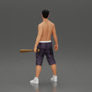 black afro gangster in shorts standing and holding a baseball bat - Only-Games