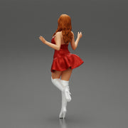santa girl in Dress and hat Standing on One Leg - Only-Games