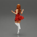 santa girl in Dress and hat Standing on One Leg - Only-Games