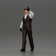 man in suit raising hand up walking - Only-Games