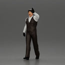 man in suit raising hand up walking - Only-Games