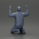 Asian gangster man in jacket sitting with his hands up ready to be arrested - Only-Games