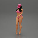 Young Beautiful Girl Wearing Bikini and Hat putting her hand on friend s face - Only-Games