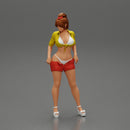 Sexy woman in bra and mini shirt undressing her shorts - Only-Games