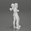 2 separated naked Girls Boxing in boxing gloves ready to finish off in the boxing ring about to be knocked out - Only-Games