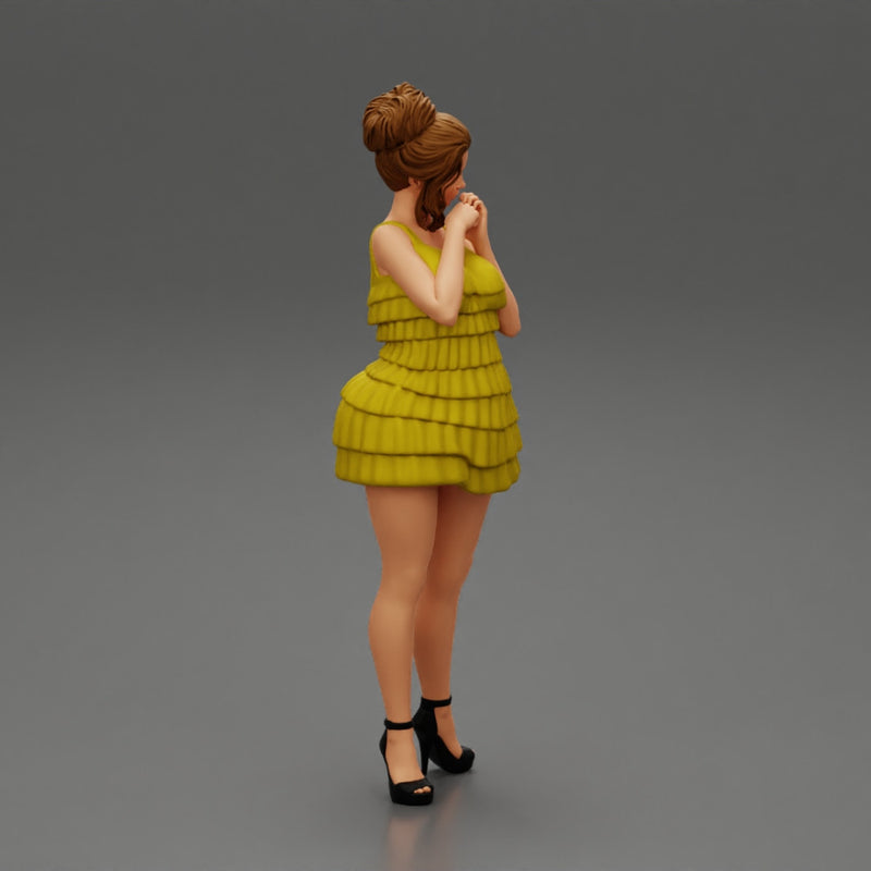 Sexy woman standing and posing and in fashion summer dress - Only-Games