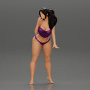 Sexy girl in bikini with long hair Leaning on the Car - Only-Games