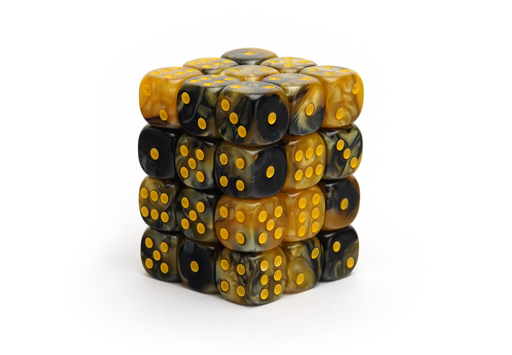 Elemental Dice | Black & Gold | Yellow Pips | 36x12mm Dice Block - Only-Games