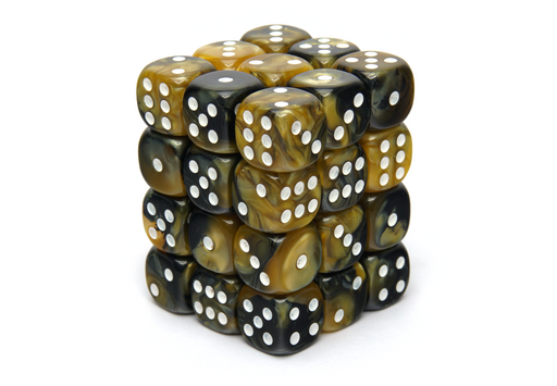 Elemental Dice | Black & Gold | White Pips | 36x12mm Dice Block - Only-Games