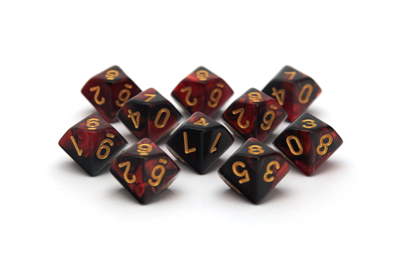 Elemental Dice | 10d10 | Black & Red - Only-Games