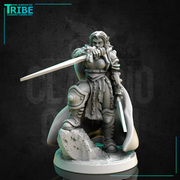 (0271) Female human tiefling firbolg half orc elf warrior paladin fighter with a swords and armor - Only-Games