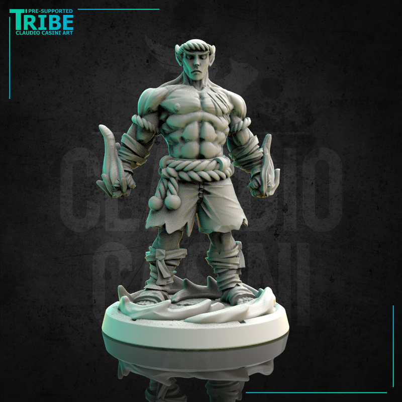 (0240) Male human elf firbolg tiefling half orc muay thai fighter monk shaolin - Only-Games