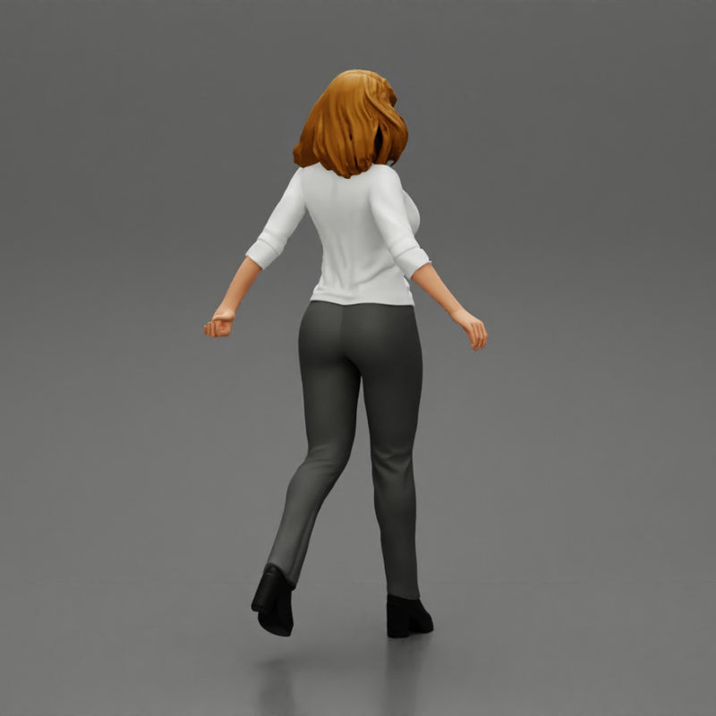 2 Business woman in shirt and trousers pulling suitcase walking in airport terminal - Only-Games