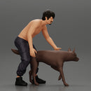 gangster homie in shorts with his dog on the street - Only-Games