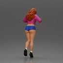 Sexy girl in mini skirt and shorts looking out over the edge of the stairs - Only-Games