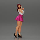 Fashion girl posing in skirt and shirt - Only-Games