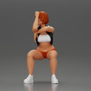 Sexy Girl in a Mini Leather Jacket and Shorts Sitting and Leaning with Her Hands - Only-Games