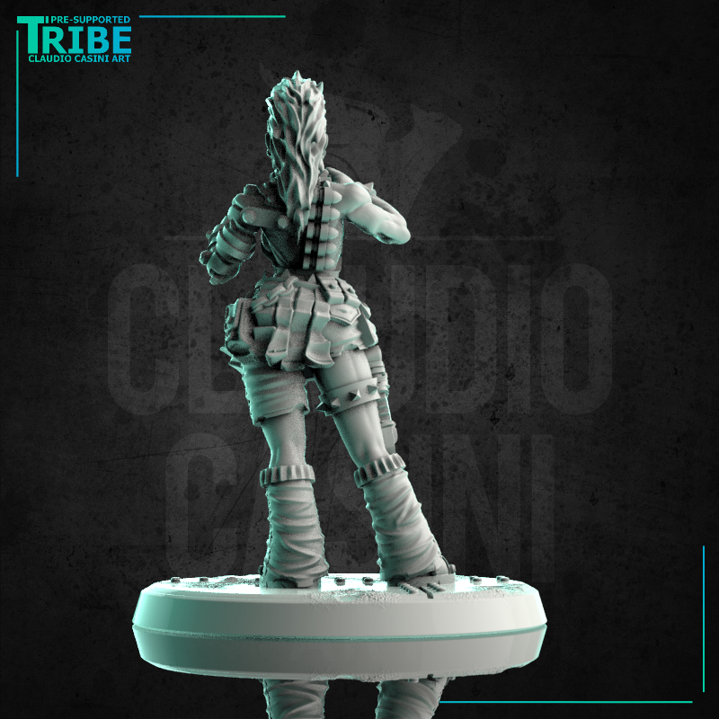 (0185) Female street fighter post apocalyptic warrior with cyber arm - Only-Games