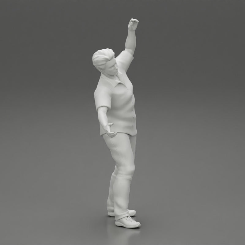 young man in a shirt and pants dancing - Only-Games