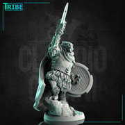(0226) Male dragon warrior with great axe, shield and armor - Only-Games