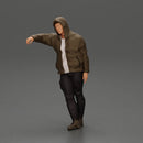 man leaning against the car, wearing an open jacket with hood - Only-Games