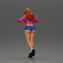 Sexy girl in mini skirt and shorts looking out over the edge of the stairs - Only-Games