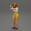 Travel woman in short pointing her next destination using world map - Only-Games