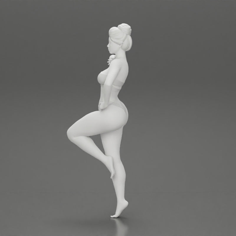 Sexy Woman In bikini posing and Standing On One Leg - Only-Games