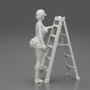 Young girl in helmet mechanic climbing the ladder - Only-Games