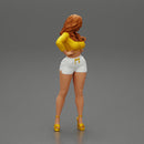 Sexy girl in short and heels with long hair posing - Only-Games