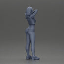 Sexy girl in a bikini and mini shirt posing confidently - Only-Games